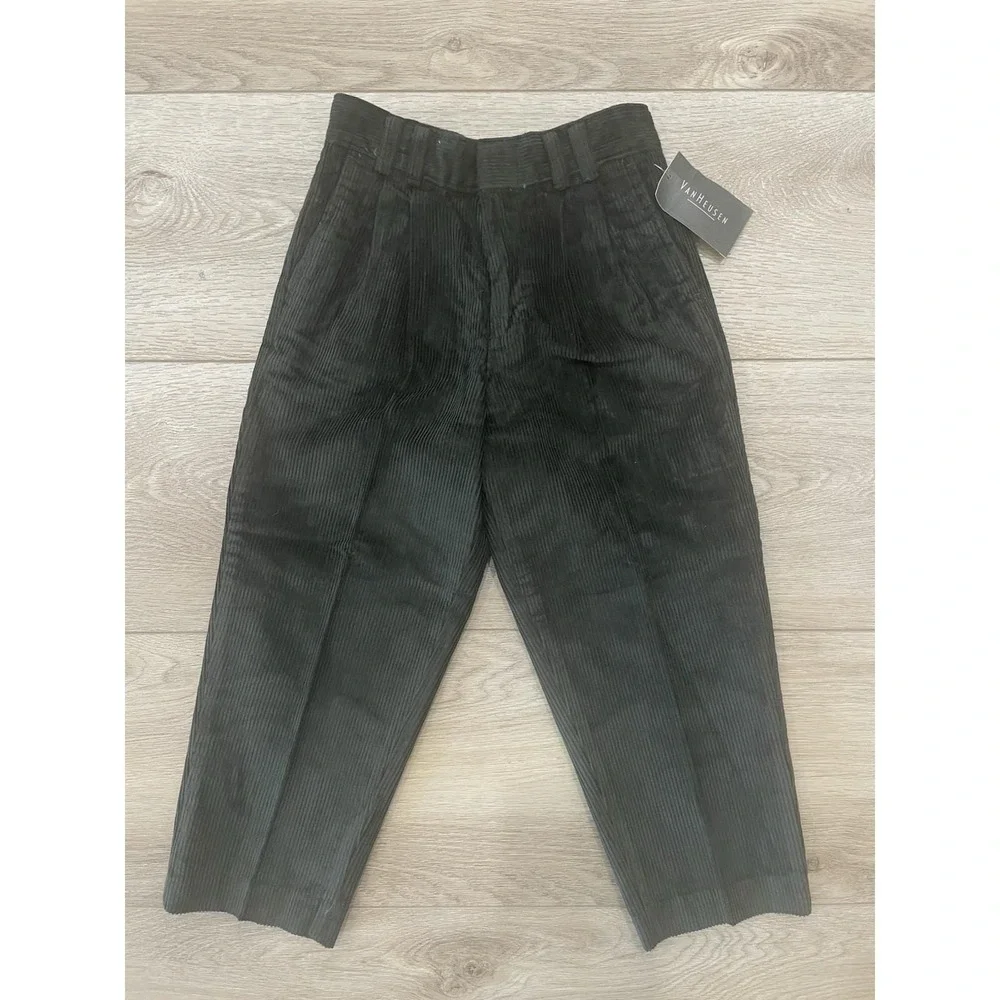 NWT  Vtg  Y2K VanHeusen Pants Boys 6 Hunter Green Pleated Corduroy Holiday Slack